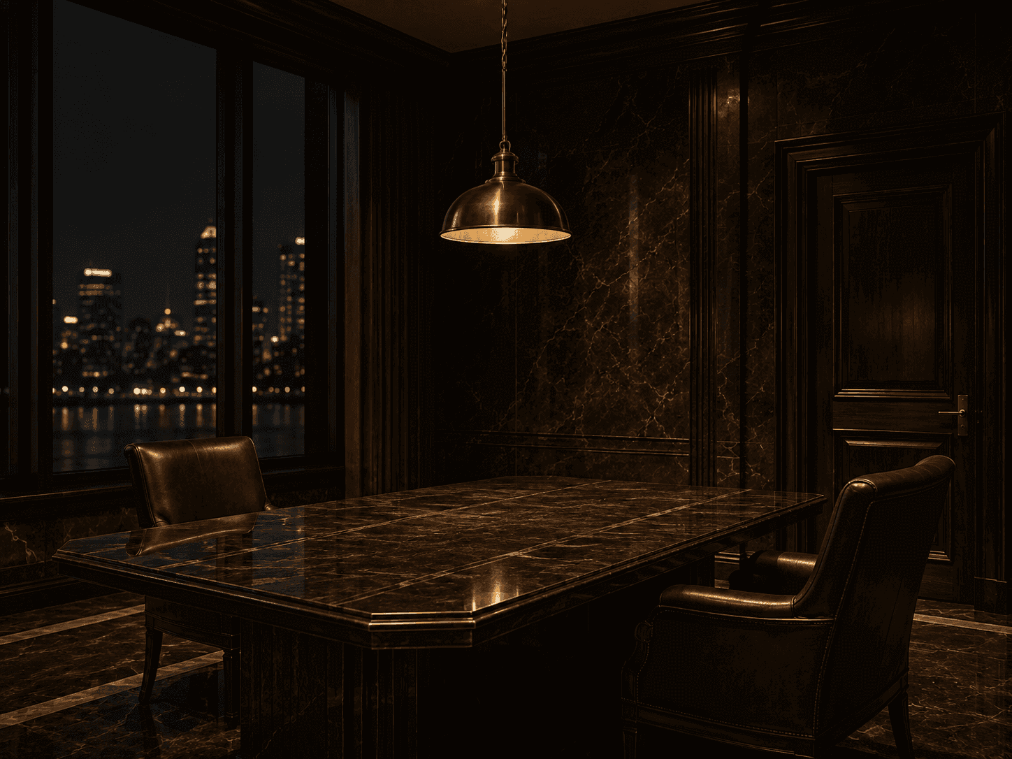 A private meeting room at Prime Wealth Bank